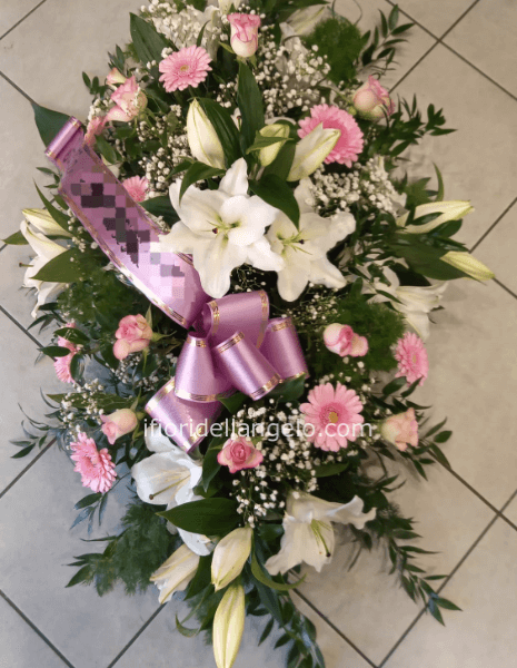 CUSCINO FUNEBRE NEI TONI DEL ROSA